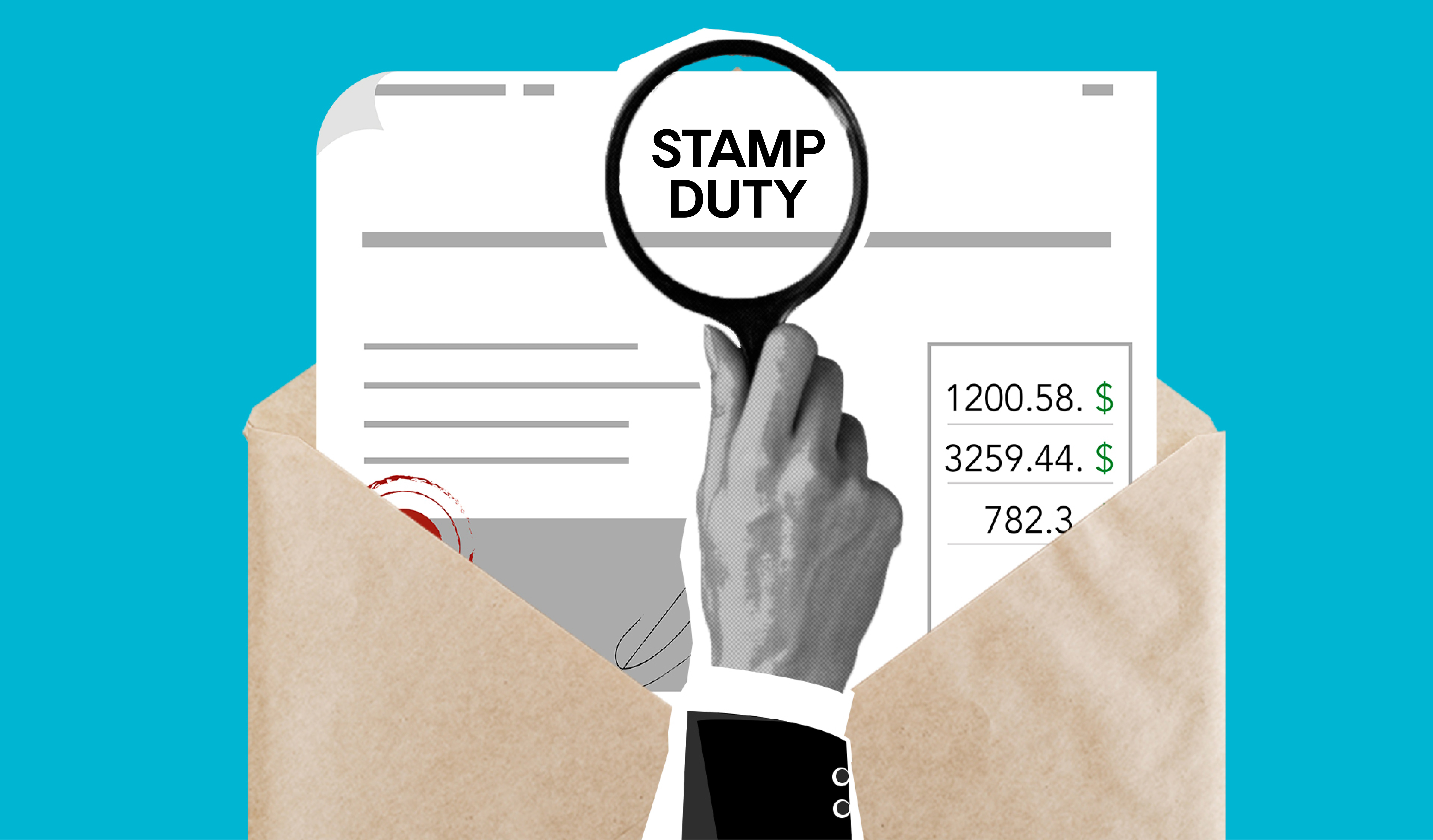 magnifying glass over the words stamp duty